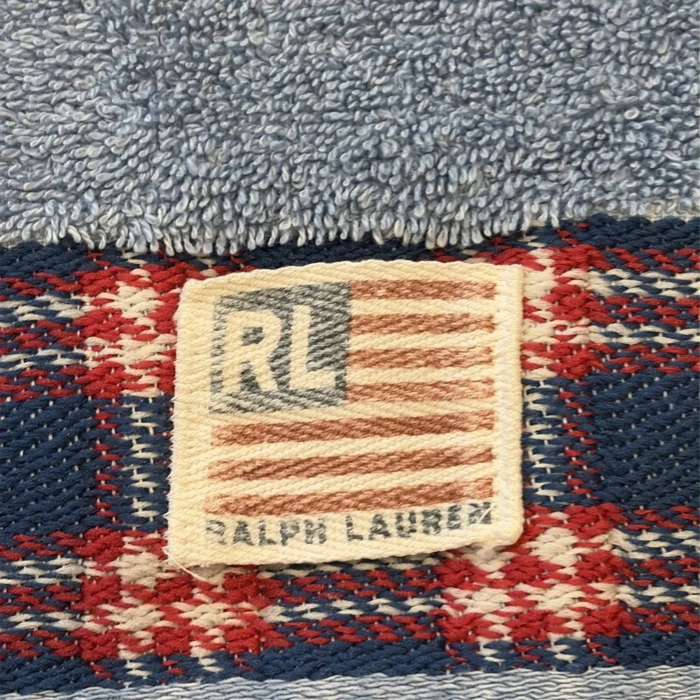 Vintage Ralph Lauren USA Americana Blue Hand Towel - 29 1/2 X 16 Flag Tag